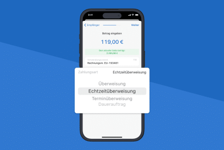 Echtzeitüberweisung in Outbank