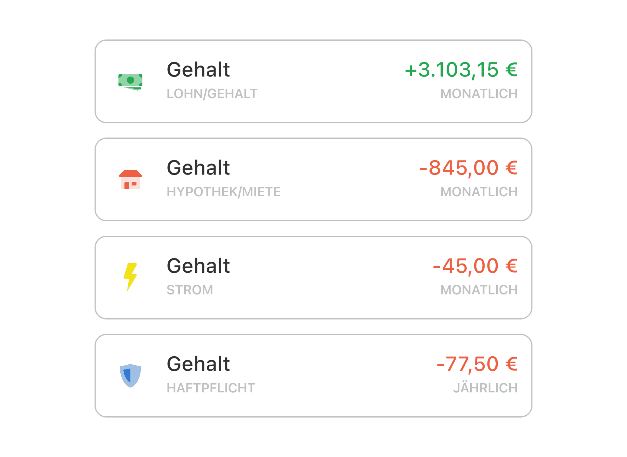 Fixkostenübersicht in der Outbank Banking-App